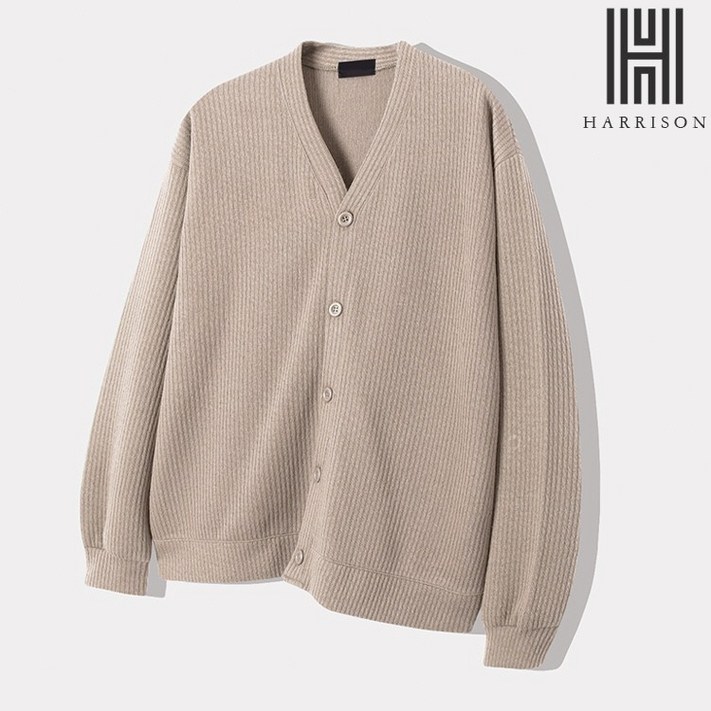 해리슨 미니멀 버튼 골지 브이넥 가디건 MAM1002