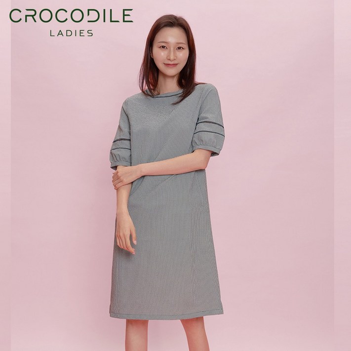 크로커다일레이디 잔체크 라운드넥 롱원피스 크로커다일레이디 잔체크 라운드넥 롱원피스