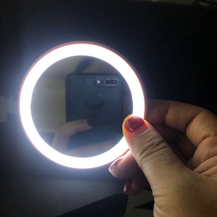 노커버 원터치 LED 손거울 미니, 1개, 블루