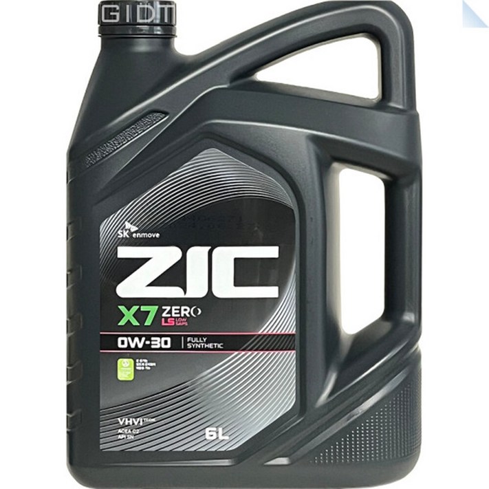 SK 지크 제로 ZIC X7 ZERO LS 0W30 6L 합성 디젤 엔진오일 경유 DPF