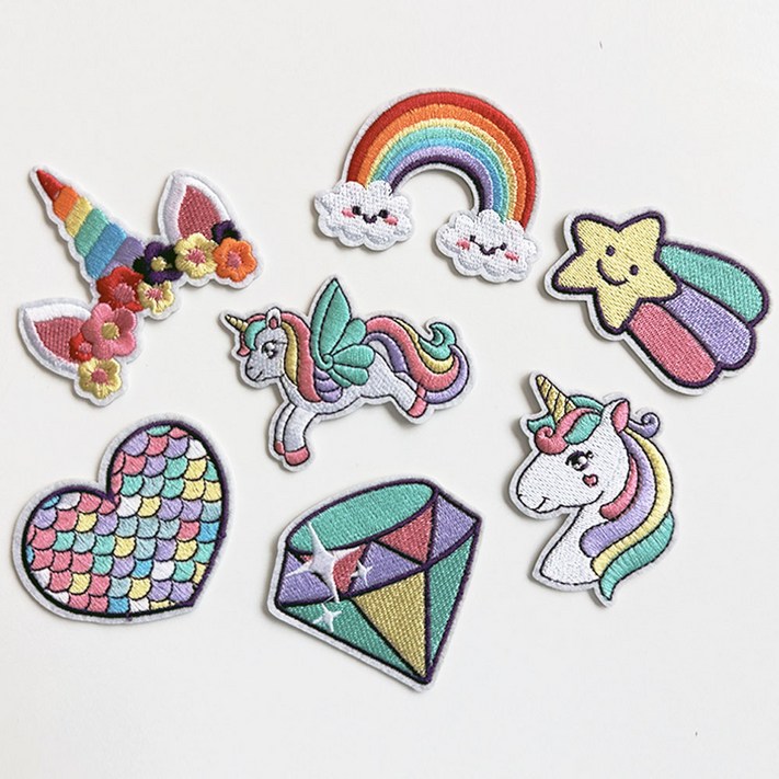 의류 소품 DIY 유니콘 인어공주 열접착 와펜 패치 세트