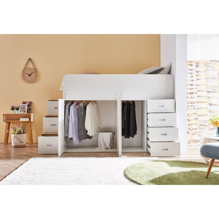 마티노가구 스타일 옷장형 멀티 수납 침대슈퍼싱글  퀸 확인 필수, 화이트