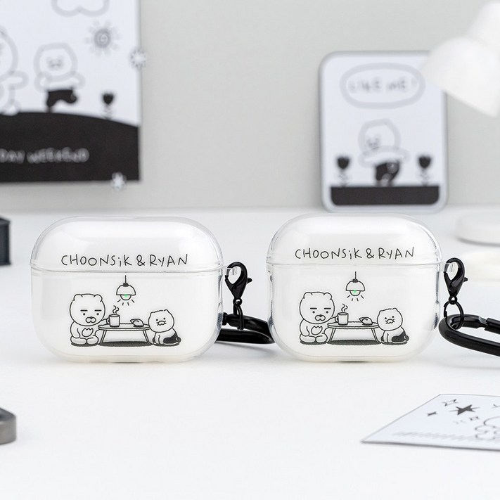 카카오프렌즈 두들두들 에어팟 투명 케이스에어팟3에어팟프로2, 에어팟3 케이스춘식라이언