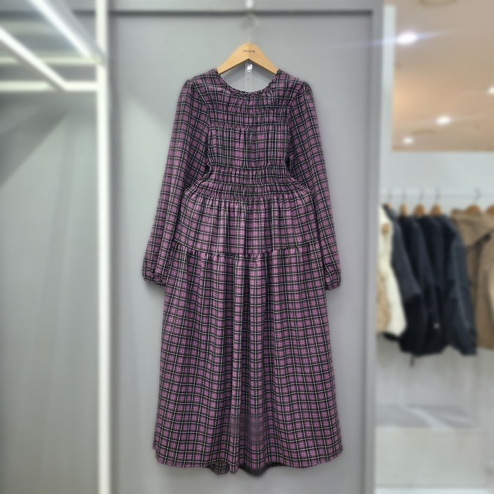 무자크 체크스모킹 원피스 MP7OP01