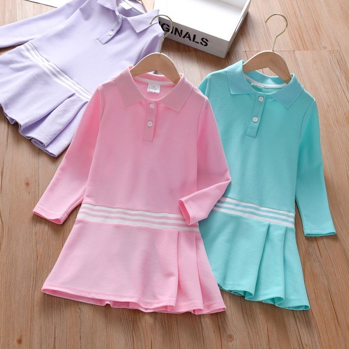 크리스탈하우스 여아 피케 카라 긴소매 원피스 C117 2024신상