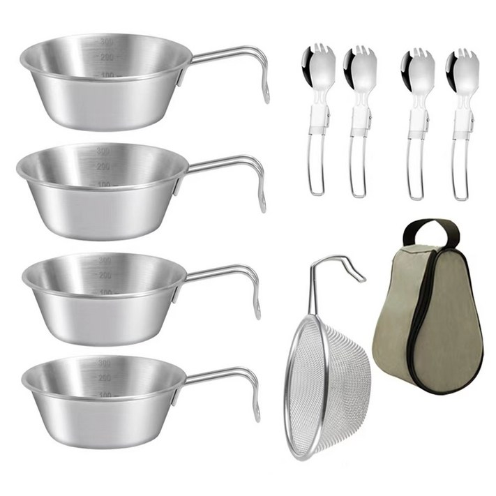 300ml 시에라컵  캠핑용식기 티타늄컵 야외식기 10종 세트