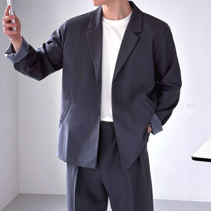 이브 남성용 오버핏 싱글 쿨 블레이져 자켓 이브 남성용 오버핏 싱글 쿨 블레이져 자켓