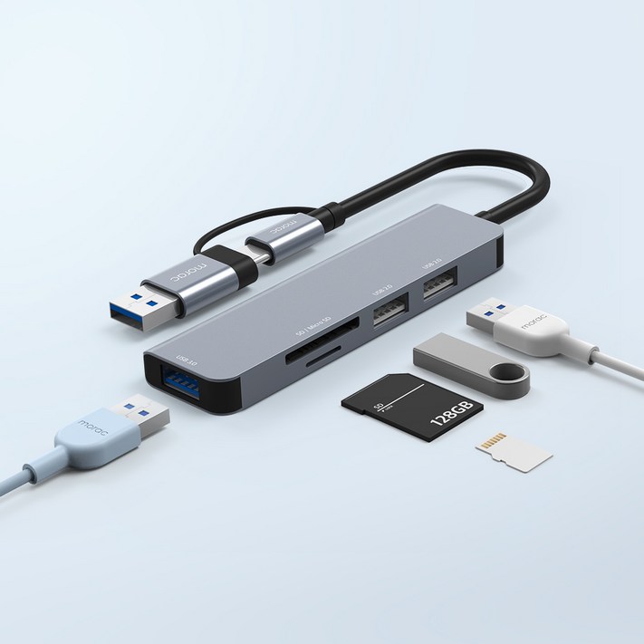 morac 프로토 5포트 USB 젠더 C타입 멀티 허브 MRHUB5, 단품