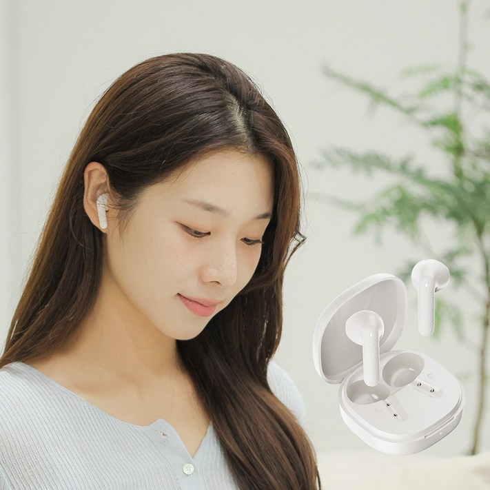 QCY AIR 블루투스 무선 이어폰, 크림화이트