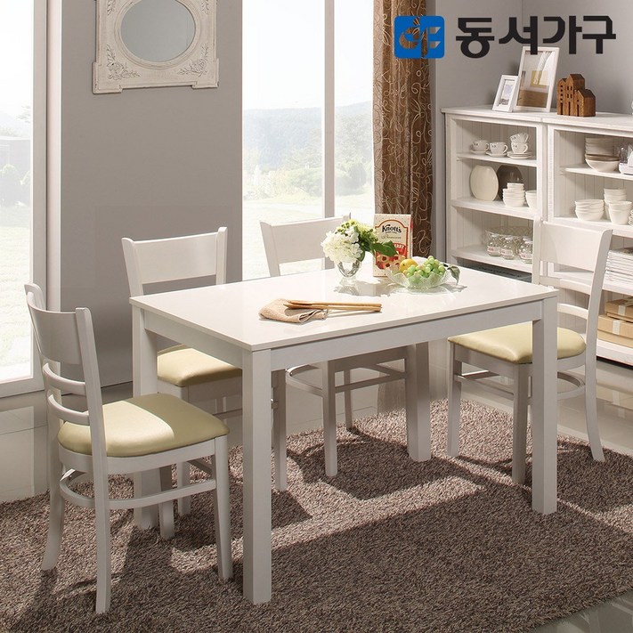 동서가구 베이직HI 4인 하이그로시 광택 식탁 테이블의자 미포함 DF629554