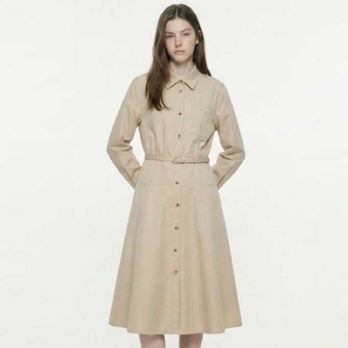 백화점 정품 헤지스 레이디스 26SS 벨티드 면혼방 긴팔원피스 HSDR6AC22I1