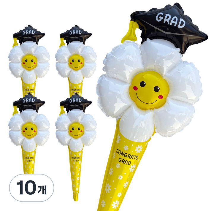 랄랄랄 졸업 학사모 데이지 막대풍선 세트