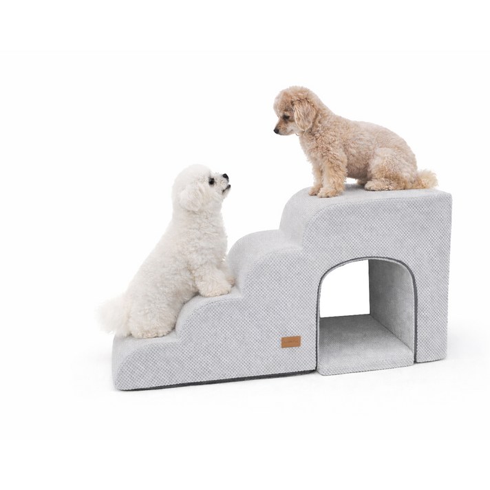 올미오펫 강아지 구름패브릭 동굴 계단 4단방석 세트, 어반그레이, 1개