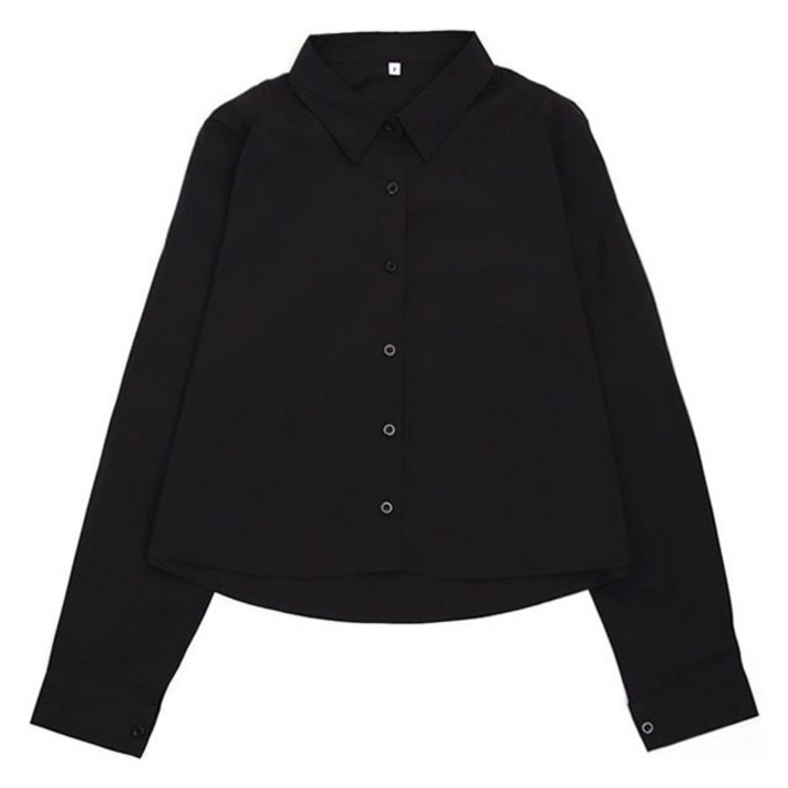 라라온 링클프리 베이직 크롭 카라넥 셔츠 블라우스 TSP2746