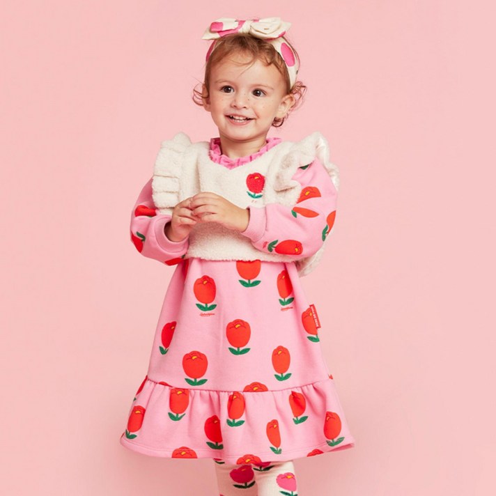 베베드피노 유아용 올 오버 튤립 기모 원피스 세트 BP34OD220