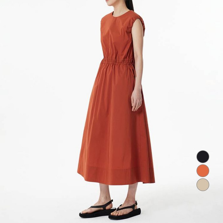 JAJU 여성용 민소매 롱 원피스