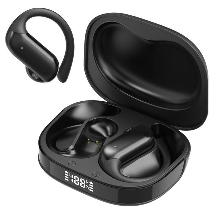 아이리버 오픈형 무선 귀걸이형 운동 블루투스 이어폰, IOWL90, BLACK, 27시간, 방수가능, BLACK, IOWL90