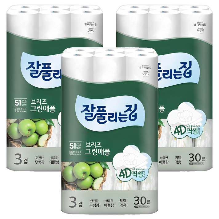 잘풀리는집 브리즈 그린애플 3겹 화장지