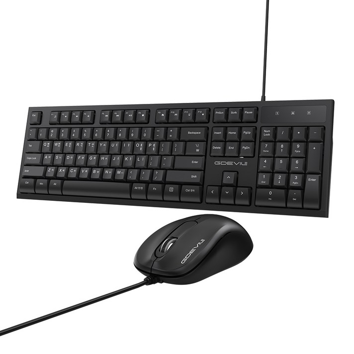 지데빌 생활방수 유선 키보드  마우스  키스킨 세트, MK300, 블랙