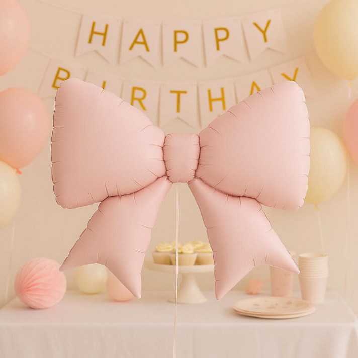 메리팡 대형 리본풍선 라지쉐잎 베이직리본 파티 데코 생일 100일 돌잔치 촬영소품