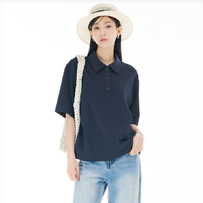 체이스컬트[NC 경산점] 23년 S/S 신상  멋스러운 캐주얼 여성 루즈핏 카라 반팔 티셔츠