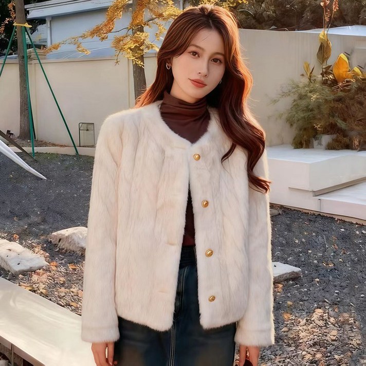 BIKASU 여성 겨울 퍼자켓 따뜻한 페이크퍼 숏자켓 플리스 무스탕 자켓 코트