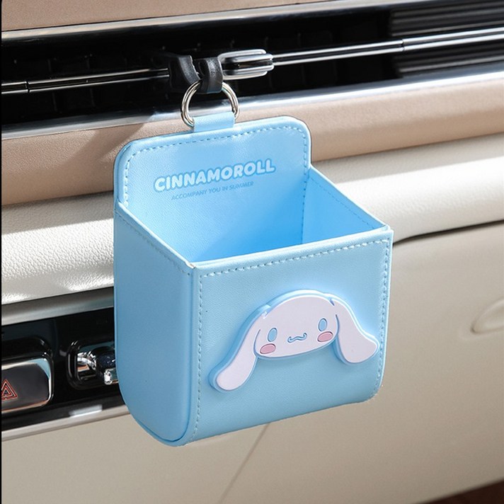 SAN230 산리오 차량 가죽 수납가방 송풍구연결 자동차 포켓 소품보관함 선글라스보관 새차선물 카드보관 포켓 주차권 썬그라스 멀티지갑 운전석지갑