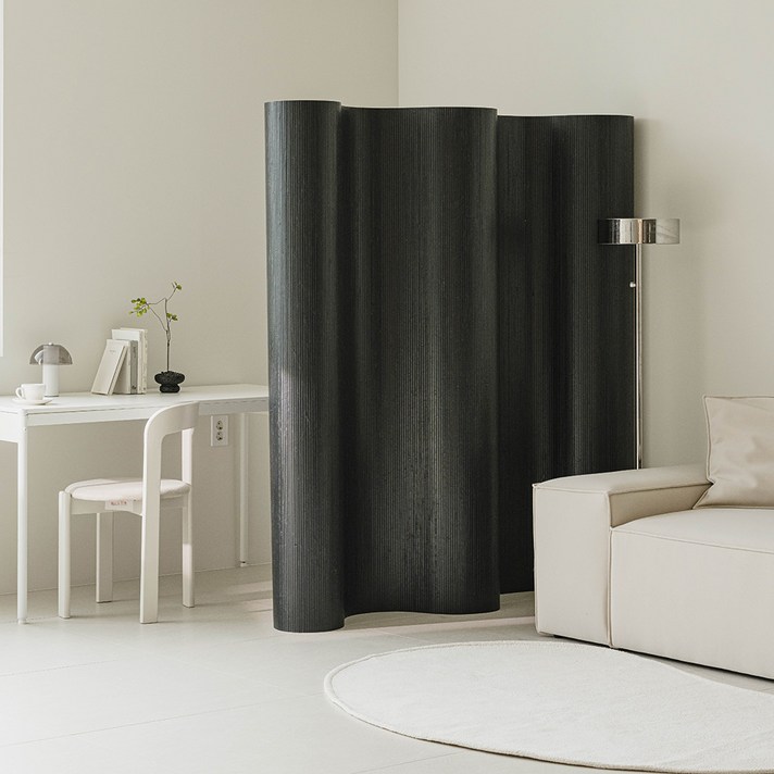 우드레이 롤러블 룸 디바이더 가림막 파티션 공간분리 가벽, 블랙