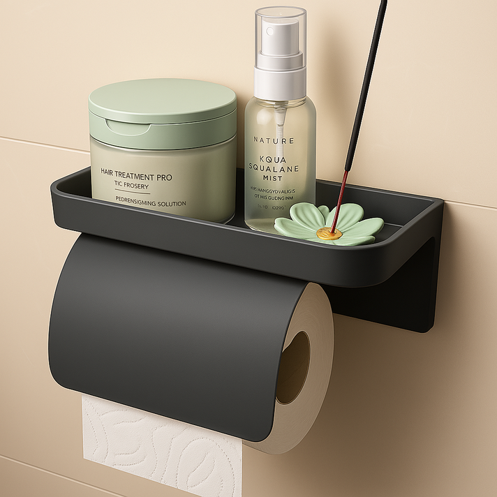 TOROHA 무타공 덮개형 선반 휴지걸이, 1개, 진 그레이