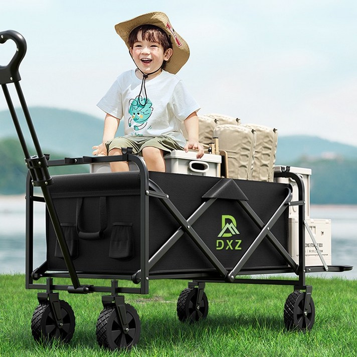 DXZ 접이식 캠핑웨건 다기능 뒷문개방형, 1개, 블랙