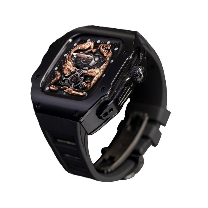 애차드밀 스틸 메탈 케이스 불소 고무 스트랩 밴드 호환 애플워치 울트라2 49 mm 시리즈 9 8 7 45 mmSE 시리즈 6 5 4 44mm, 블랙 애차드밀 스틸 메탈 케이스 불소 고무 스트랩 밴드 호환 애플워치 울트라2 49 mm 시리즈 9 8 7 45 mmSE 시리즈 6 5 4 44mm, 블랙