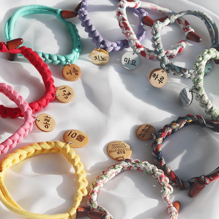 강아지 고양이 반려동물 목걸이 이름표 인식표, 01.솔리드코튼레드, 1개