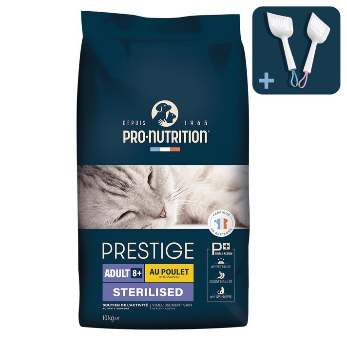 향균 삽 증정 프레스티지 캣 시니어 8 노령묘 관절 신장 건강 건식 고양이 사료 2kg, 10kg, 1개, 닭