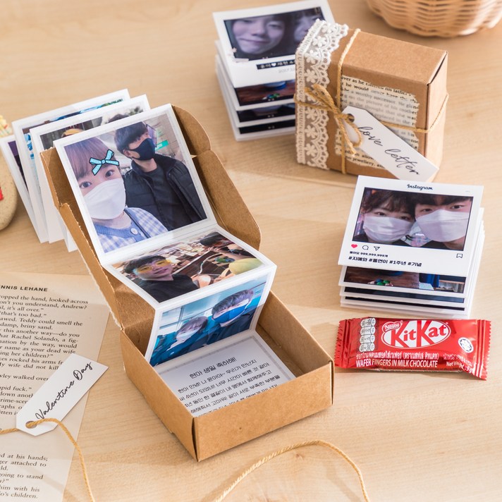 당일출고주문제작 특별한 추억 상자 포토 편지지 이색 편지 남자친구 여자친구 결혼 기념일 곰신 주문제작 편지
