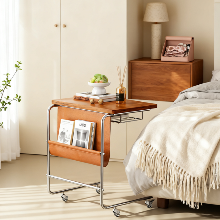 사이드 테이블 소파 베드 보조 테이블 이동식 목제 친환경 티 테이블