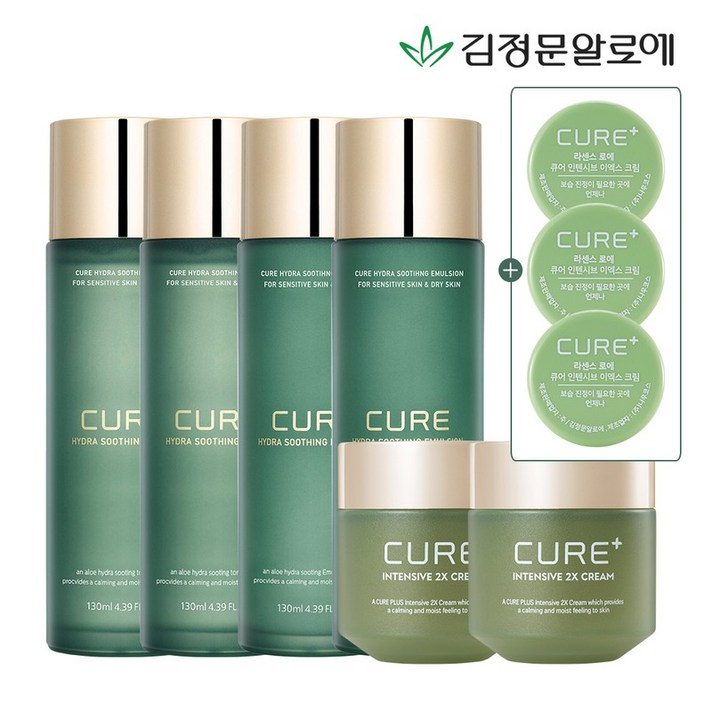 김정문알로에 큐어 수딩 토너 2개에멀젼 2개2X크림 2개, 단품
