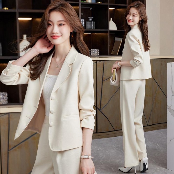 패션고리 여성 카라넥 고급 정장 수트 투피스 H1061