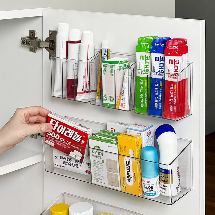 루시아이 공중부양 붙여쓰는 투명 약정리함, 칸막이형3개일반형1개, 1세트