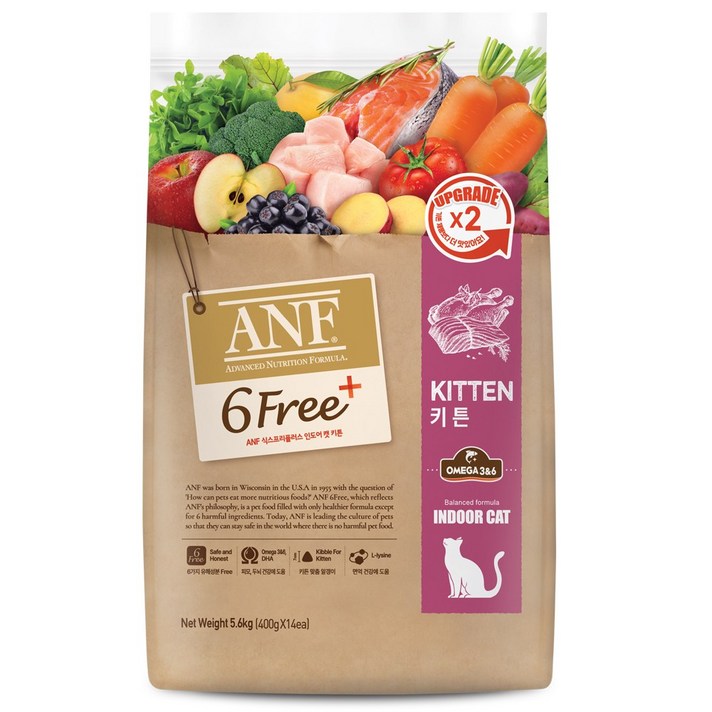 에이엔에프 6Free 키튼 고양이 사료, 5.6kg, 2개 에이엔에프 6Free 키튼 고양이 사료, 5.6kg, 2개