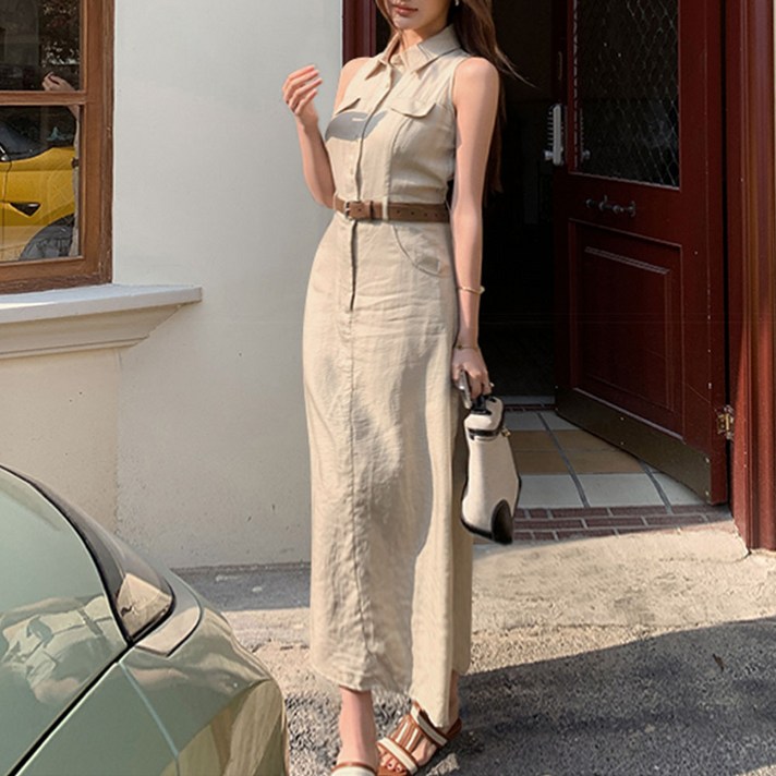 대박난박양 슬리브리스 셔츠 롱원피스