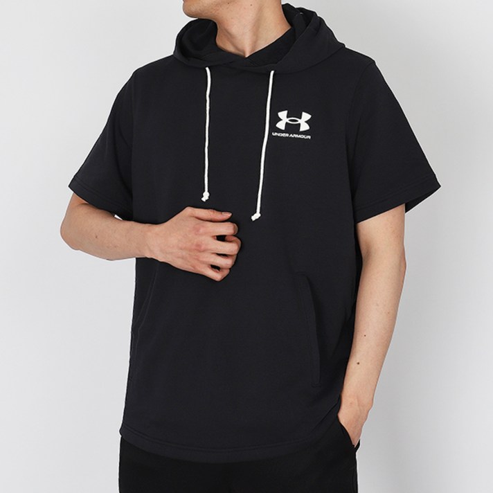 언더아머 반팔 후드티 UA RIVAL TERRY HOODIE 블랙 언더아머 반팔 후드티 UA RIVAL TERRY HOODIE 블랙