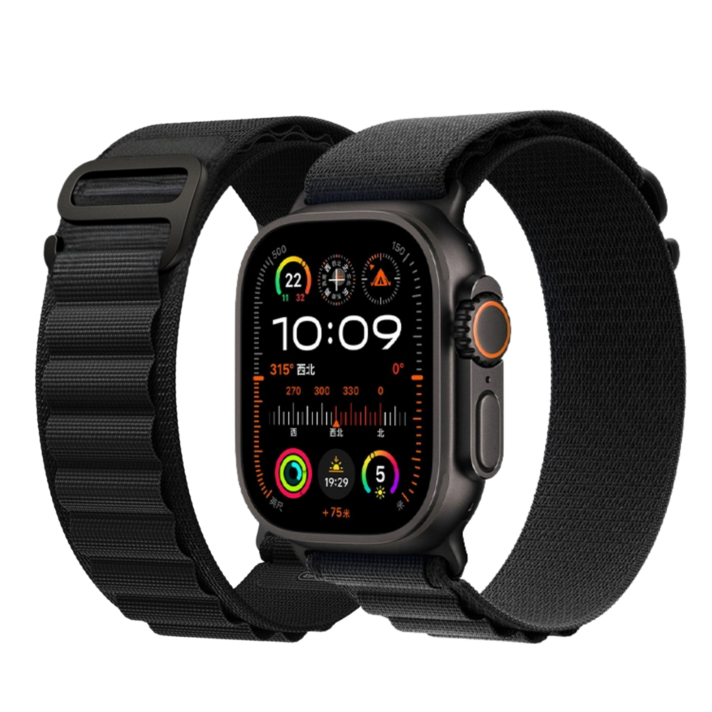 애플워치 호환 스포츠 알파인 루프 스트랩 울트라123 11 10 9 8 7 3 SE123, 블랙블랙, 1개