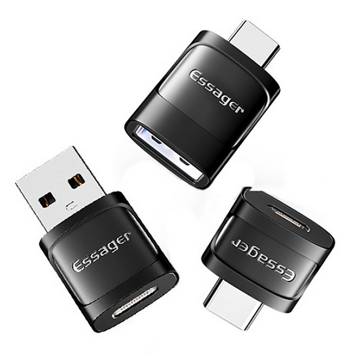 Essager USB3.0 5핀 A타입 to C타입 변환 젠더, 3개, 은색, 11.5cm