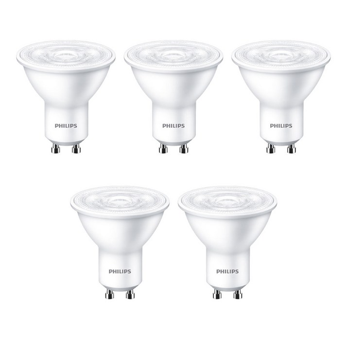 필립스 LED GU10 4.5W 220V 스팟전구 5P, 전구색, 5개