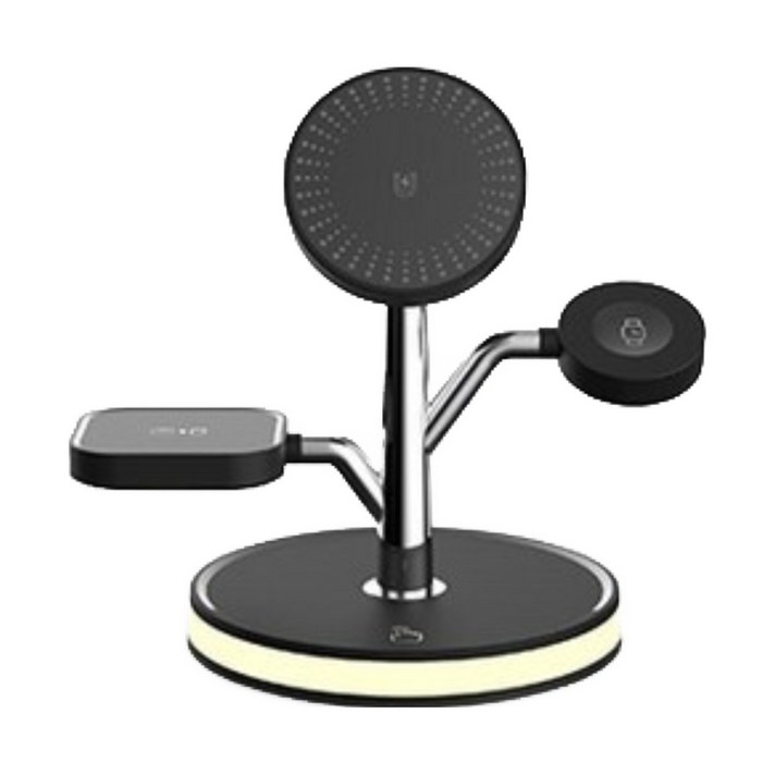  초고속  머레이 3in1 무선충전기 맥세이프 아이폰 애플워치 갤럭시 워치 고속 무선 충전기, 공용호환 블랙, 1개