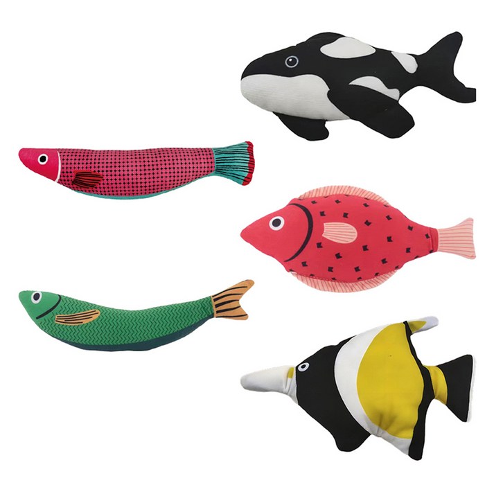 캣츠드림 고양이 물고기를 잡아봐요 딸랑 인형 5종 세트 00024