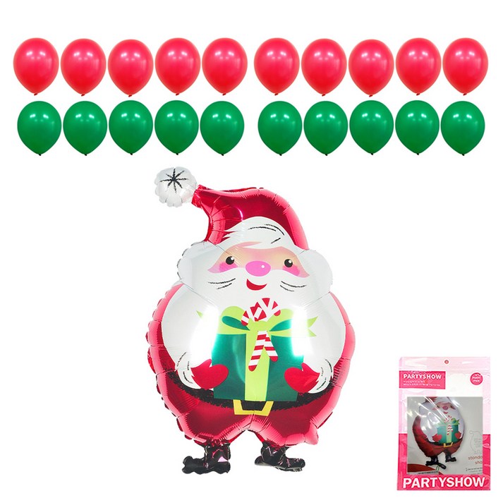 파티쇼 크리스마스 주니어쉐잎 파티장식풍선 세트 조비얼산타 X-MAS