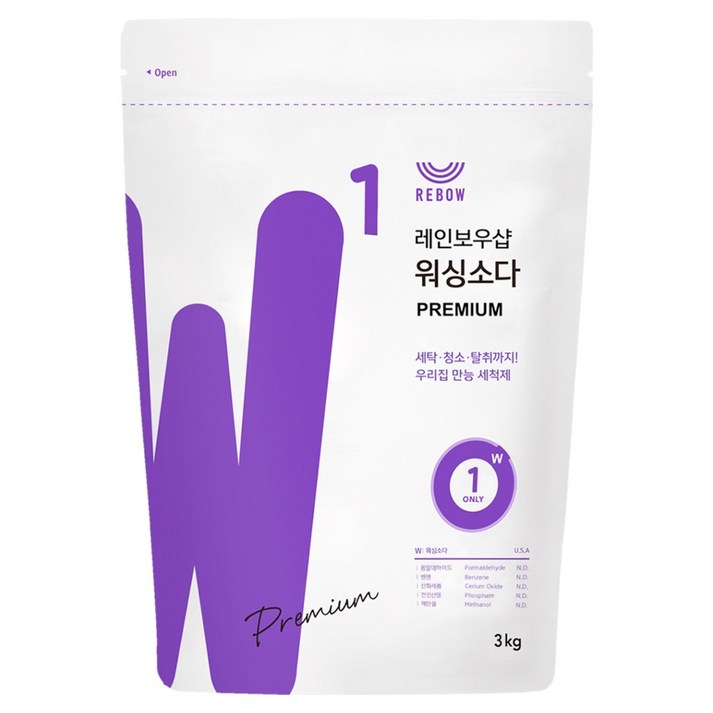 레인보우샵 워싱소다 프리미엄 리필, 3kg, 1개