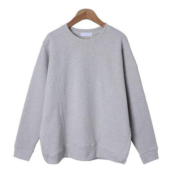 시크블랙 아수가 라운드넥 절개 오버핏 맨투맨 cpt13528k39