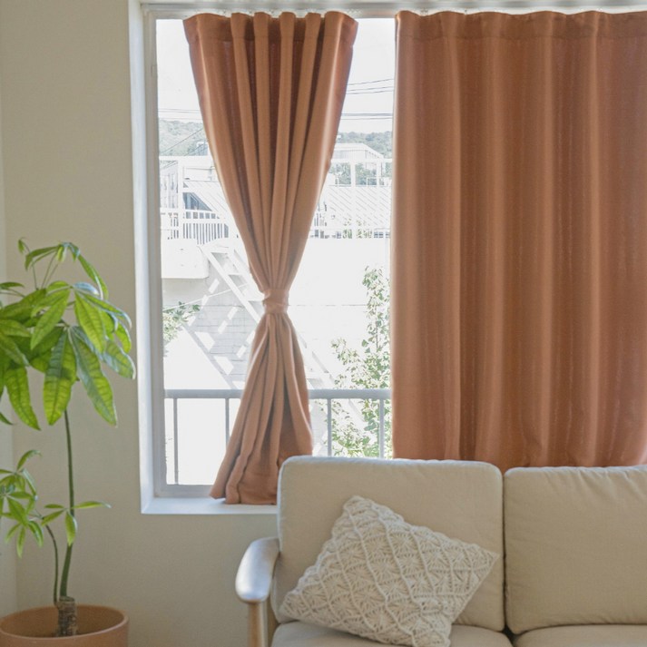 바자르  풀달 솔리드 암막커튼 + 커튼끈 2세트